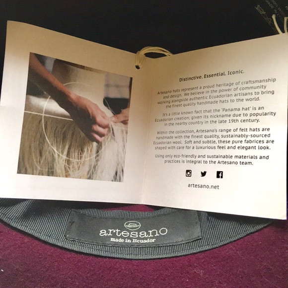 Artesano Plum Wool Hat Panama Fedora Ecuador - Picture 6 of 9